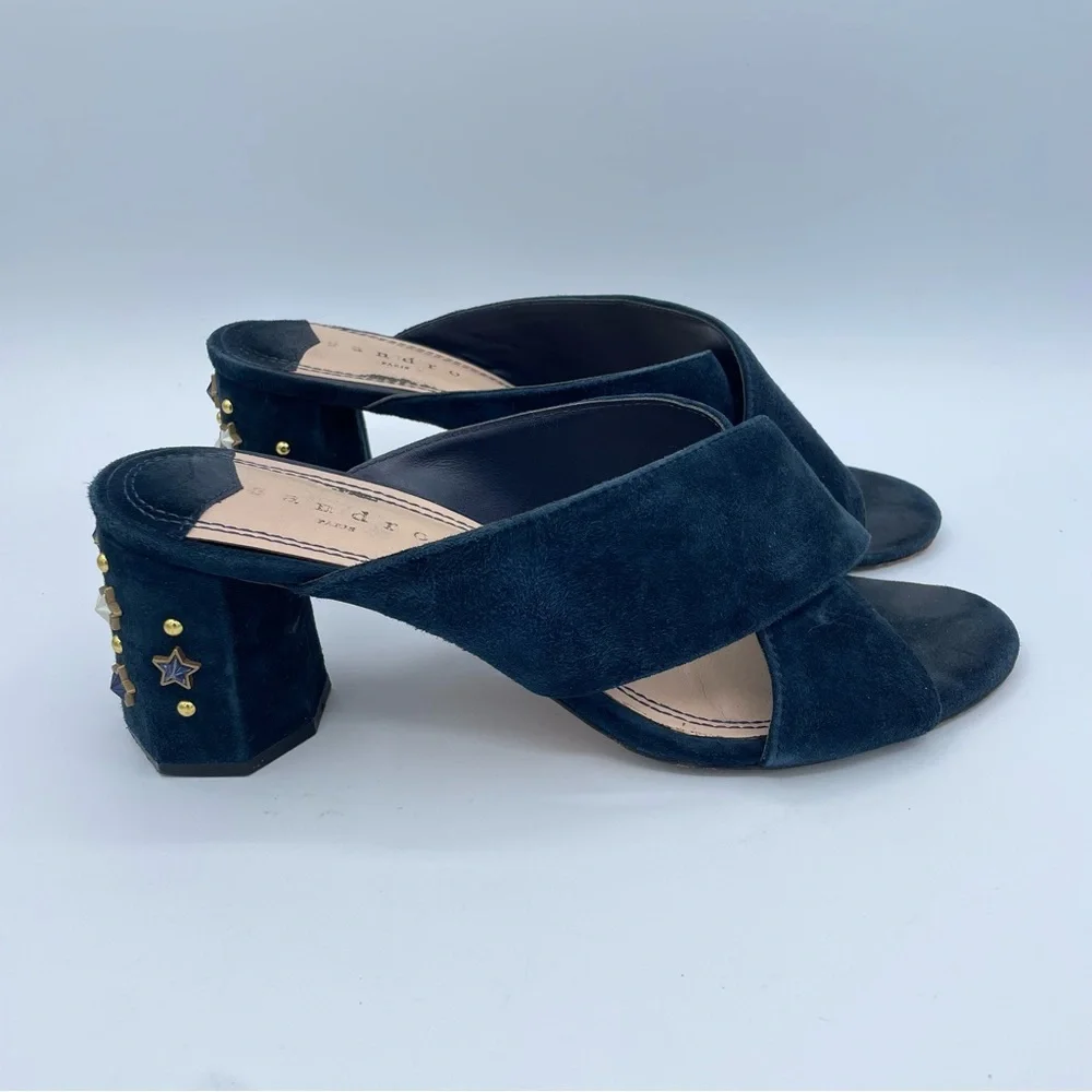 Sandro Star Studded Suede Sandals Shoes 40 Blue
